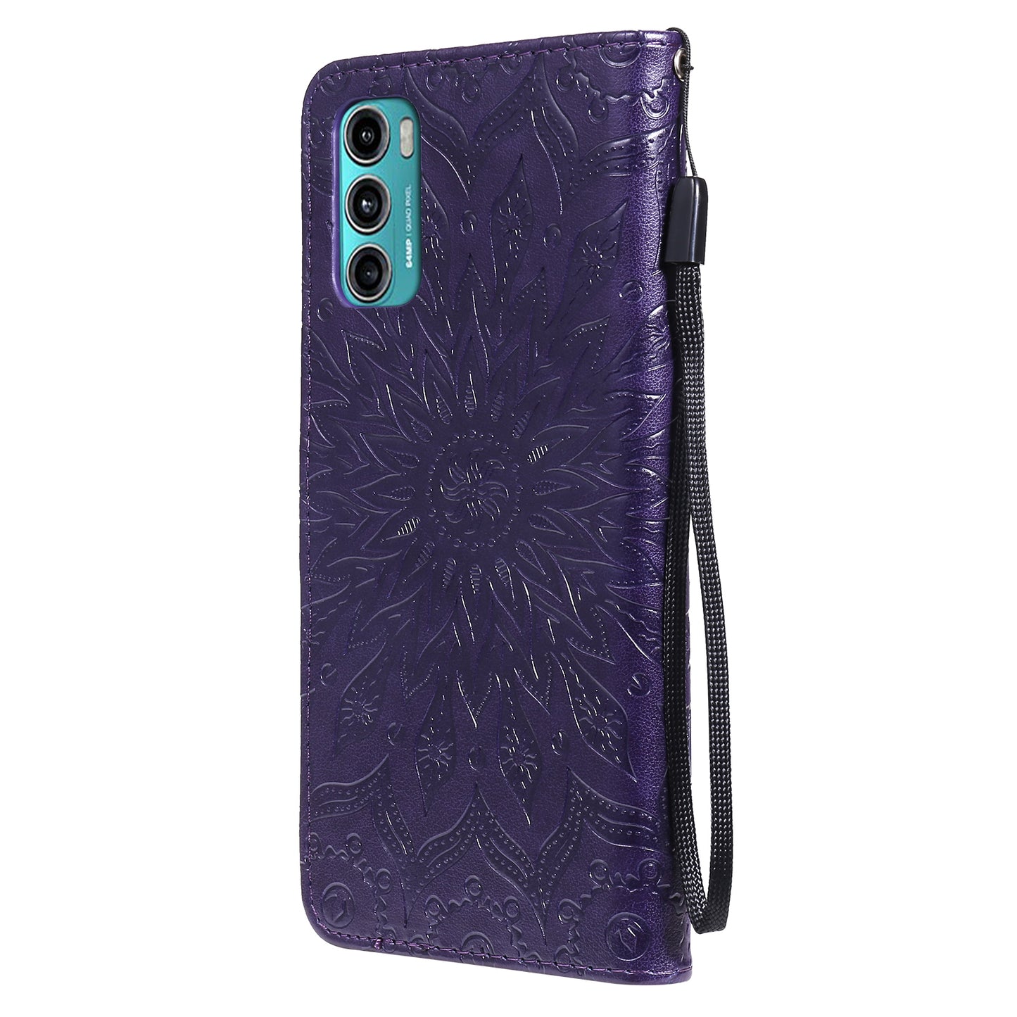 Stylish KT Imprinting Flower Series-1 Flower Pattern PU Leather Full Protection Wallet Phone Stand Cover for Motorola Moto G60 / Moto G40 Fusion