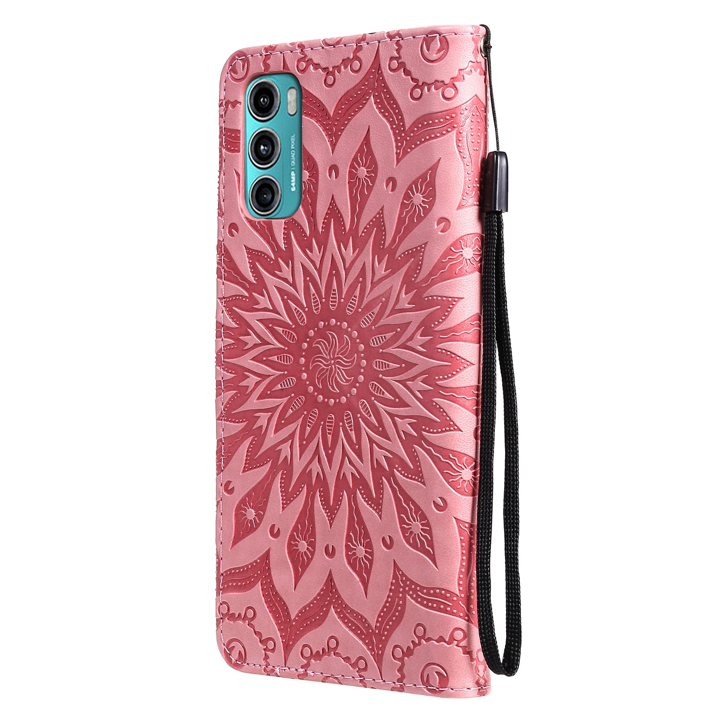 Stylish KT Imprinting Flower Series-1 Flower Pattern PU Leather Full Protection Wallet Phone Stand Cover for Motorola Moto G60 / Moto G40 Fusion