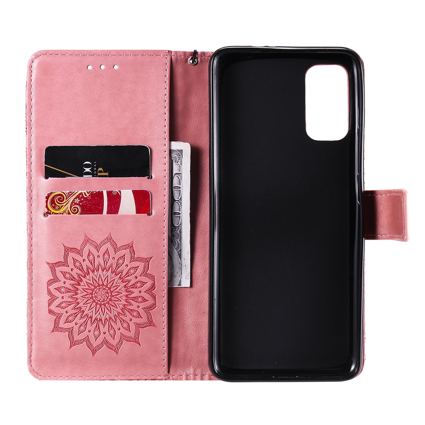 Stylish KT Imprinting Flower Series-1 Flower Pattern PU Leather Full Protection Wallet Phone Stand Cover for Motorola Moto G60 / Moto G40 Fusion