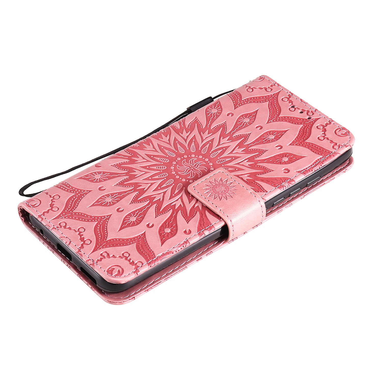 Stylish KT Imprinting Flower Series-1 Flower Pattern PU Leather Full Protection Wallet Phone Stand Cover for Motorola Moto G60 / Moto G40 Fusion