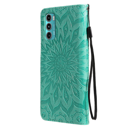 Stylish KT Imprinting Flower Series-1 Flower Pattern PU Leather Full Protection Wallet Phone Stand Cover for Motorola Moto G60 / Moto G40 Fusion