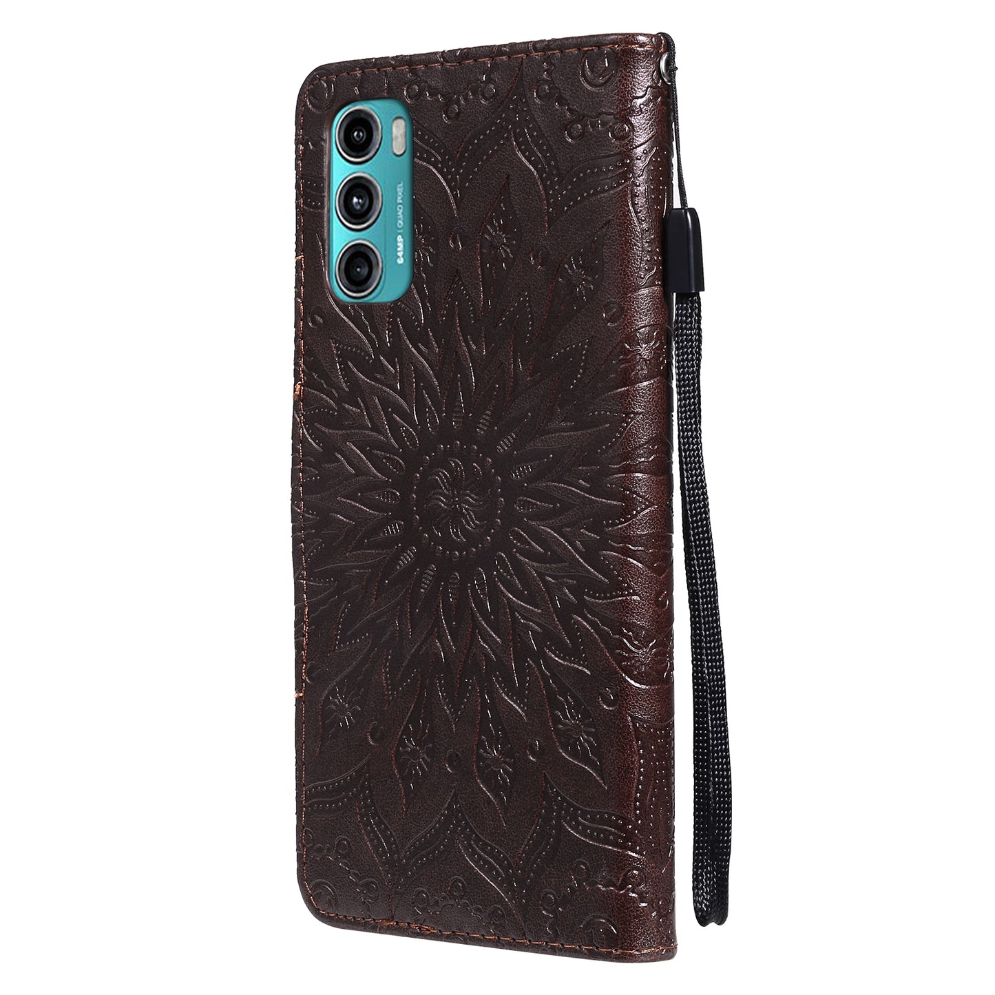 Stylish KT Imprinting Flower Series-1 Flower Pattern PU Leather Full Protection Wallet Phone Stand Cover for Motorola Moto G60 / Moto G40 Fusion