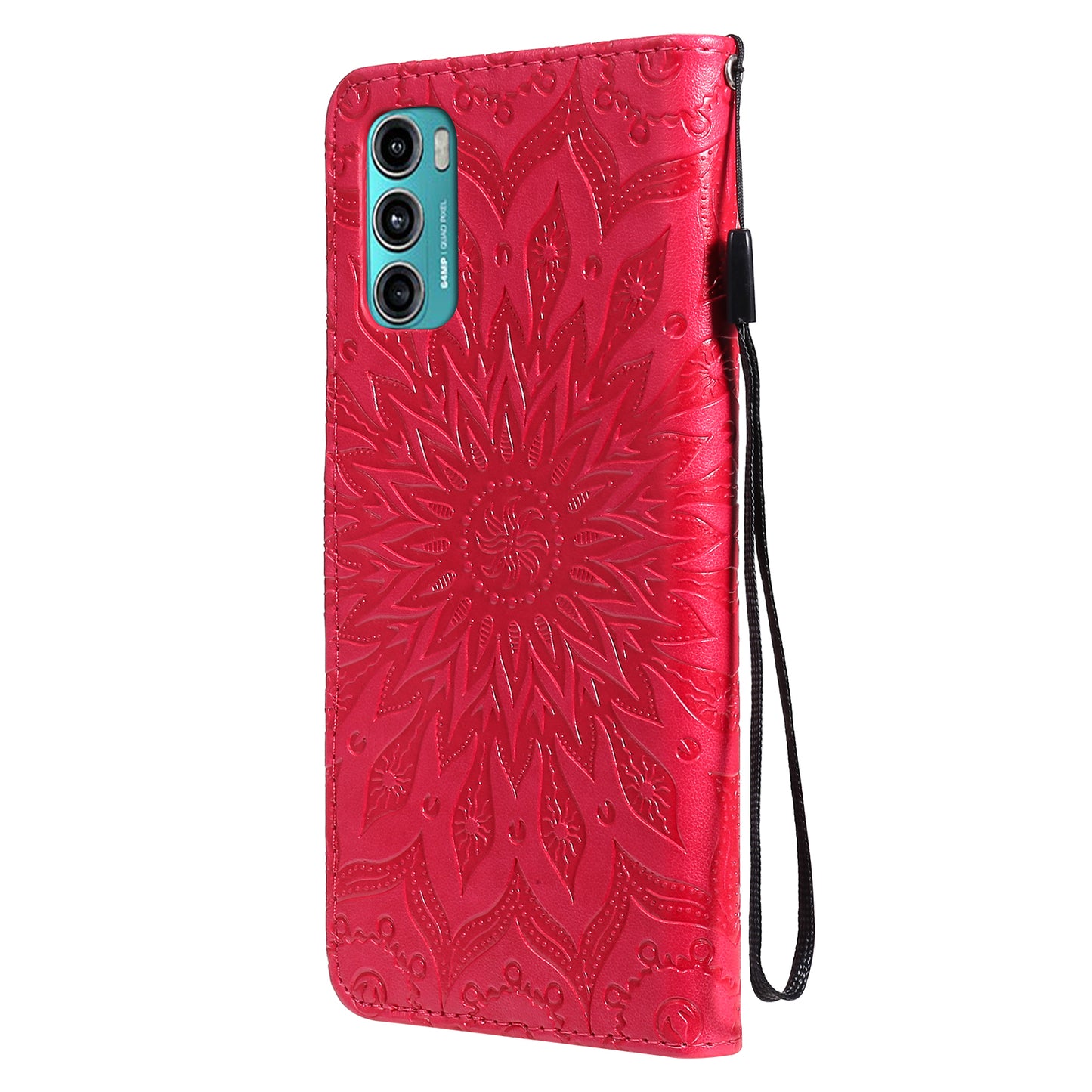 Stylish KT Imprinting Flower Series-1 Flower Pattern PU Leather Full Protection Wallet Phone Stand Cover for Motorola Moto G60 / Moto G40 Fusion