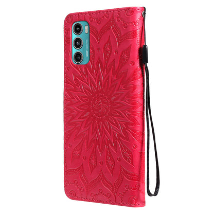 Stylish KT Imprinting Flower Series-1 Flower Pattern PU Leather Full Protection Wallet Phone Stand Cover for Motorola Moto G60 / Moto G40 Fusion