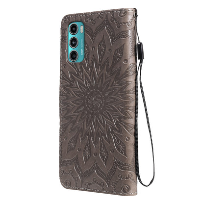 Stylish KT Imprinting Flower Series-1 Flower Pattern PU Leather Full Protection Wallet Phone Stand Cover for Motorola Moto G60 / Moto G40 Fusion