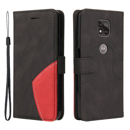 KT Leather Series-1 Splicing Color Horizontal Flip Leather Wallet Stand Case with Handy Strap for Motorola Moto G Power (2021)