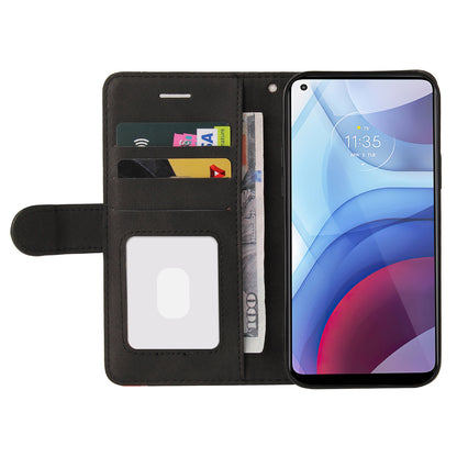 KT Leather Series-1 Splicing Color Horizontal Flip Leather Wallet Stand Case with Handy Strap for Motorola Moto G Power (2021)