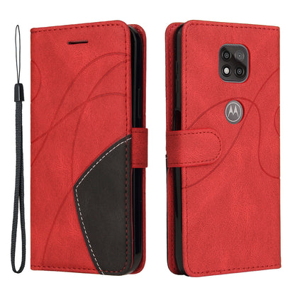 KT Leather Series-1 Splicing Color Horizontal Flip Leather Wallet Stand Case with Handy Strap for Motorola Moto G Power (2021)