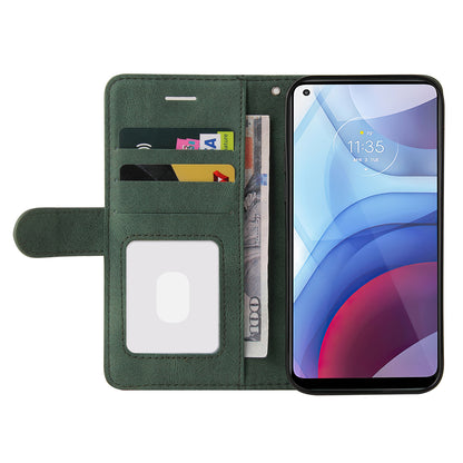 KT Leather Series-1 Splicing Color Horizontal Flip Leather Wallet Stand Case with Handy Strap for Motorola Moto G Power (2021)