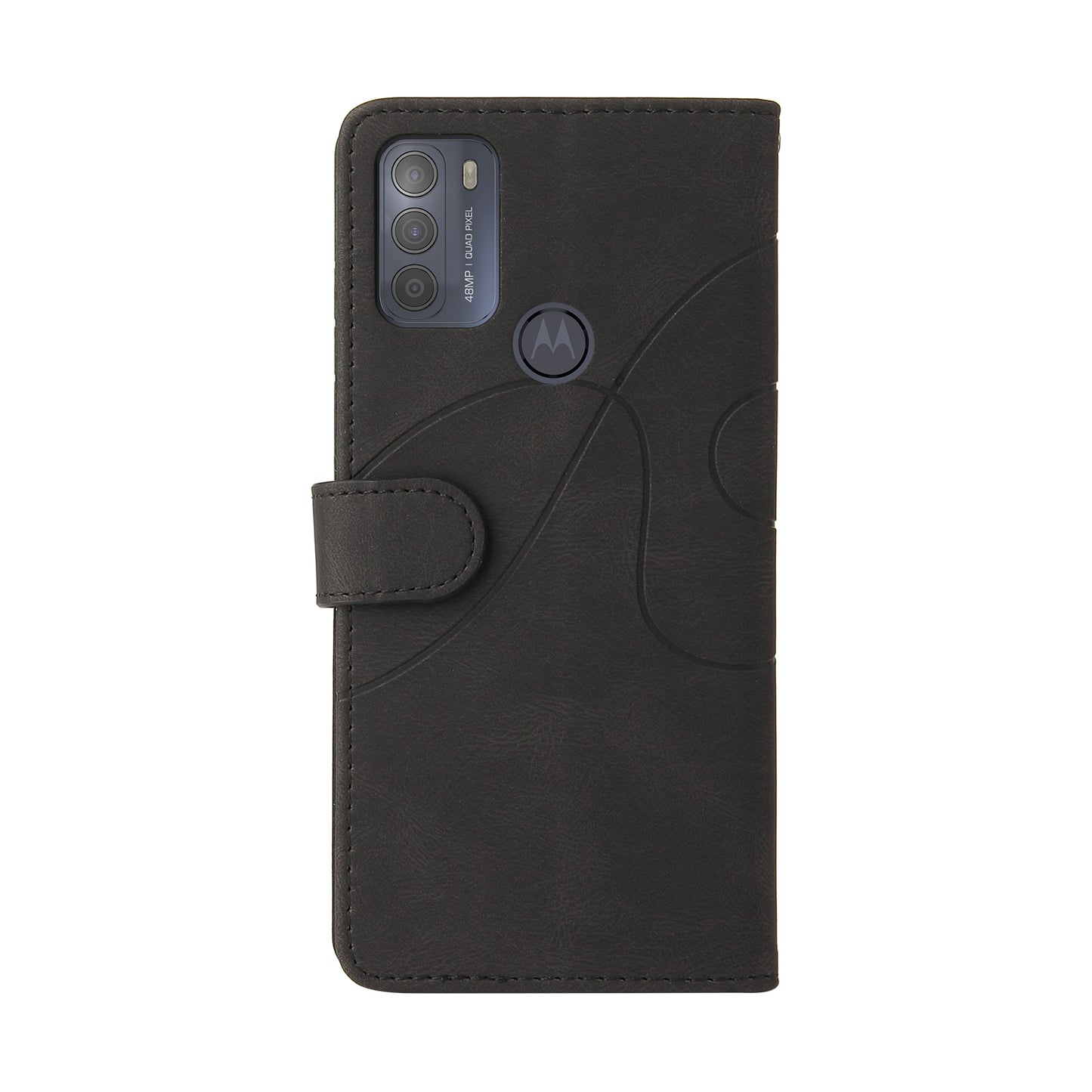 KT Leather Series-1 Splicing Magnetic Clasp Design for Motorola Moto G50, PU Leather Flip Folio Stand Cover with Wrist Strap