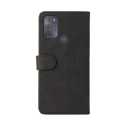 KT Leather Series-1 Splicing Magnetic Clasp Design for Motorola Moto G50, PU Leather Flip Folio Stand Cover with Wrist Strap