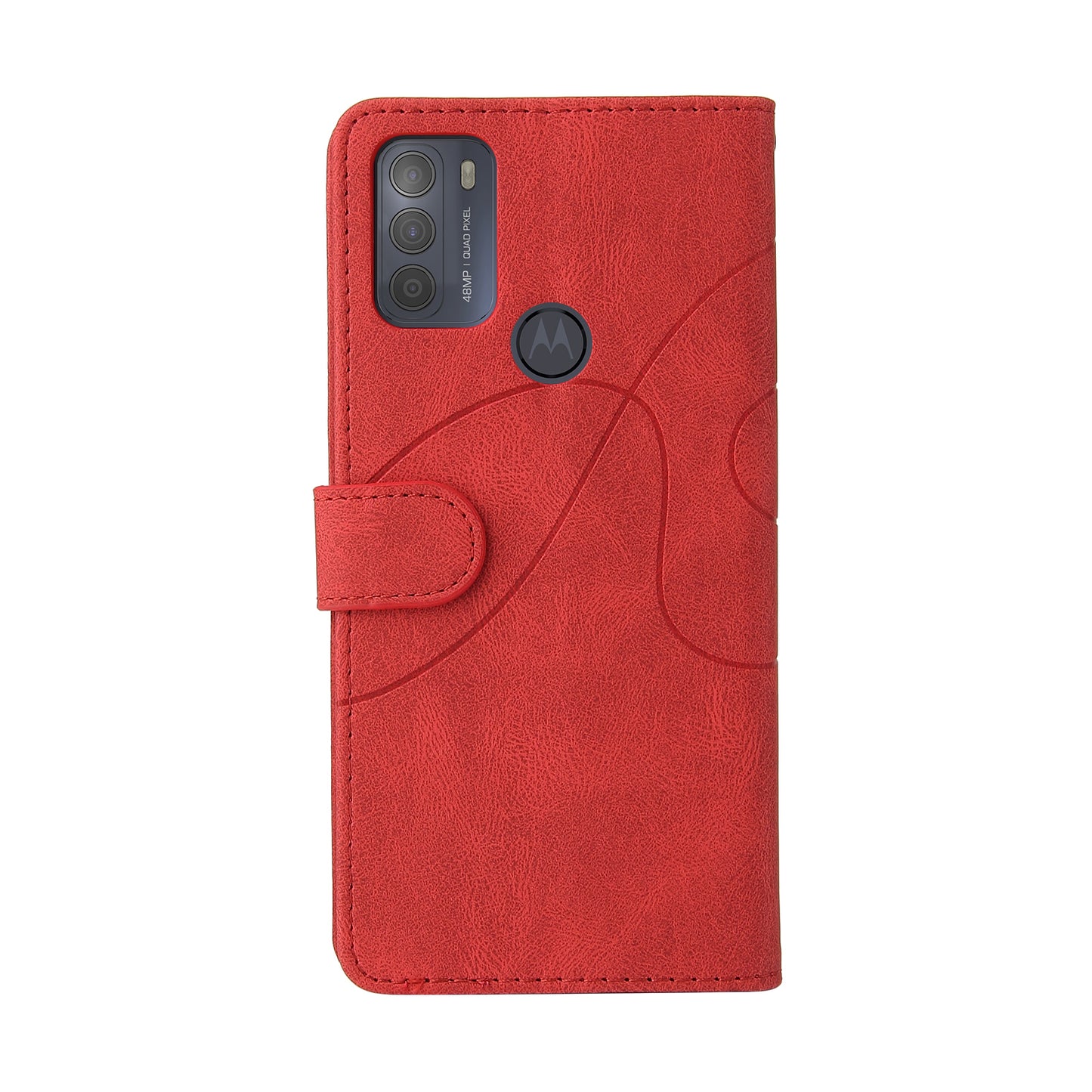 KT Leather Series-1 Splicing Magnetic Clasp Design for Motorola Moto G50, PU Leather Flip Folio Stand Cover with Wrist Strap