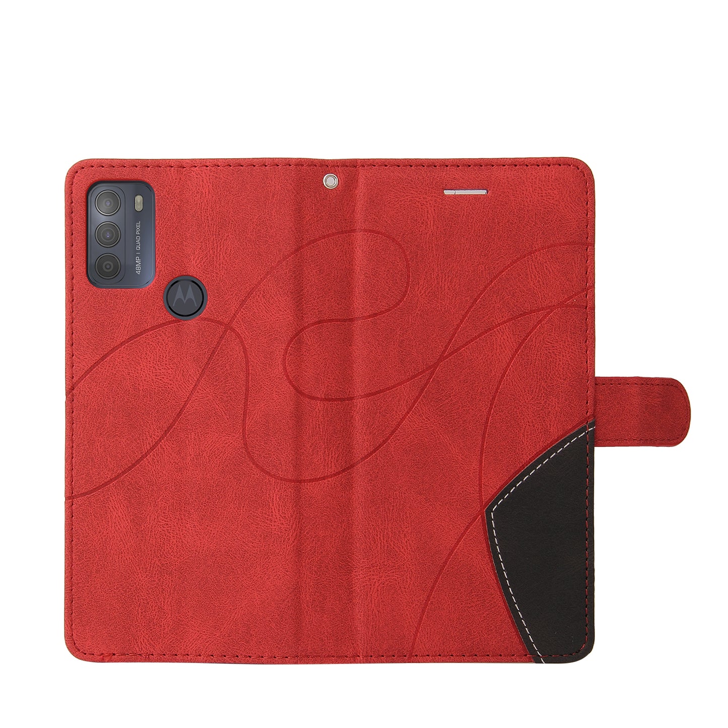 KT Leather Series-1 Splicing Magnetic Clasp Design for Motorola Moto G50, PU Leather Flip Folio Stand Cover with Wrist Strap