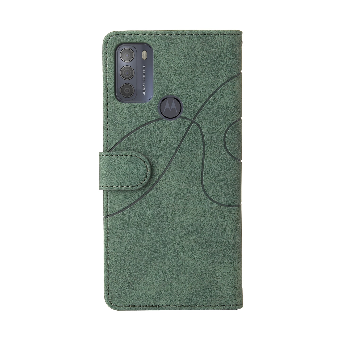 KT Leather Series-1 Splicing Magnetic Clasp Design for Motorola Moto G50, PU Leather Flip Folio Stand Cover with Wrist Strap