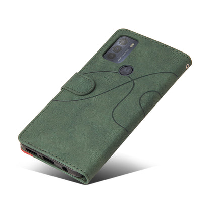 KT Leather Series-1 Splicing Magnetic Clasp Design for Motorola Moto G50, PU Leather Flip Folio Stand Cover with Wrist Strap