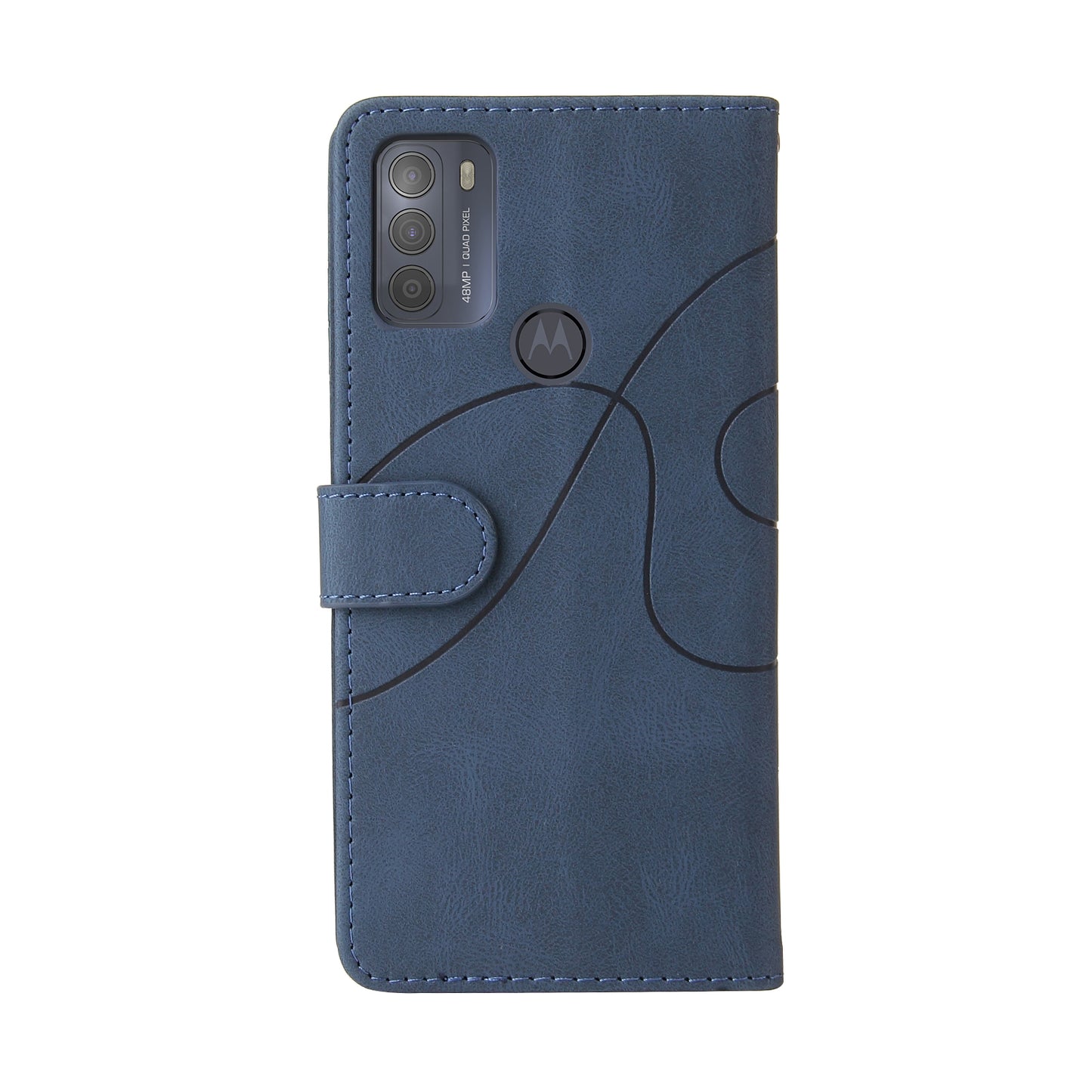 KT Leather Series-1 Splicing Magnetic Clasp Design for Motorola Moto G50, PU Leather Flip Folio Stand Cover with Wrist Strap