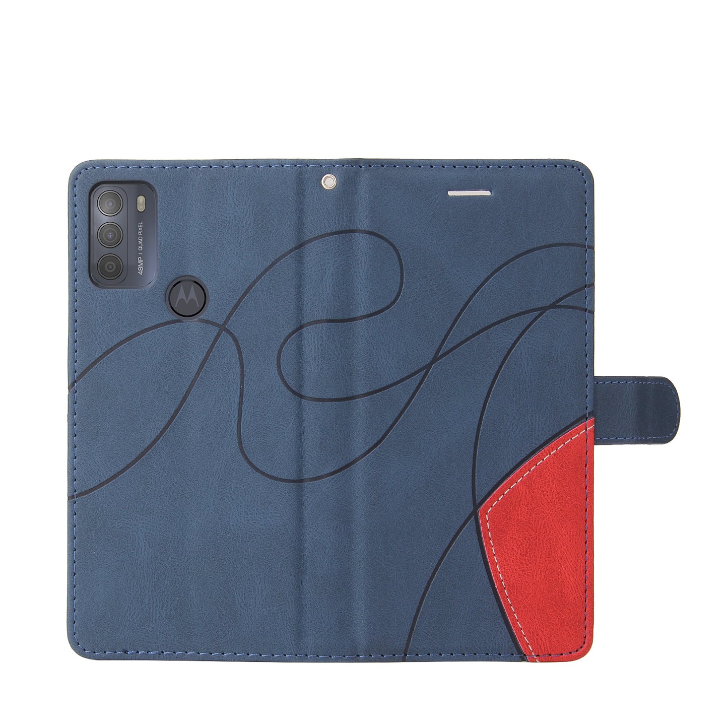 KT Leather Series-1 Splicing Magnetic Clasp Design for Motorola Moto G50, PU Leather Flip Folio Stand Cover with Wrist Strap