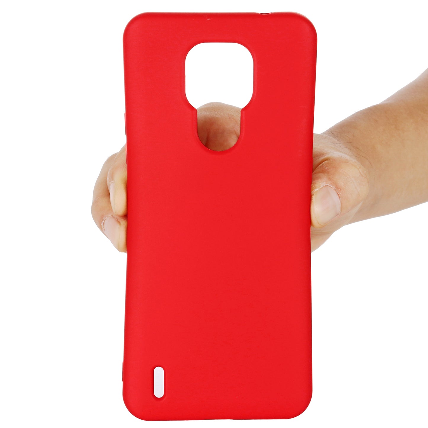 Plain Liquid Silicone Phone Protective Case + Handy Strap for Motorola Moto E7 2020