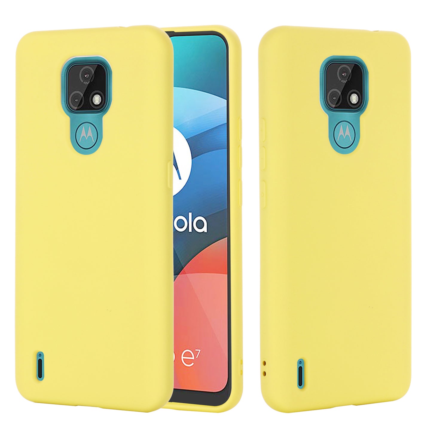 Plain Liquid Silicone Phone Protective Case + Handy Strap for Motorola Moto E7 2020