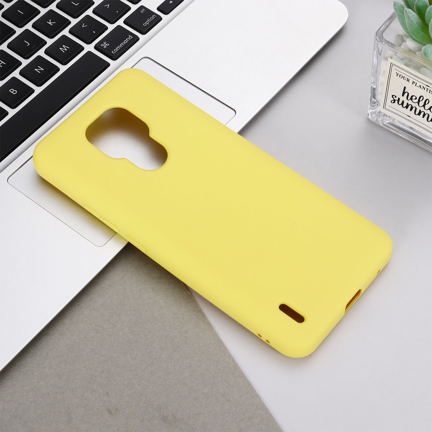 Plain Liquid Silicone Phone Protective Case + Handy Strap for Motorola Moto E7 2020