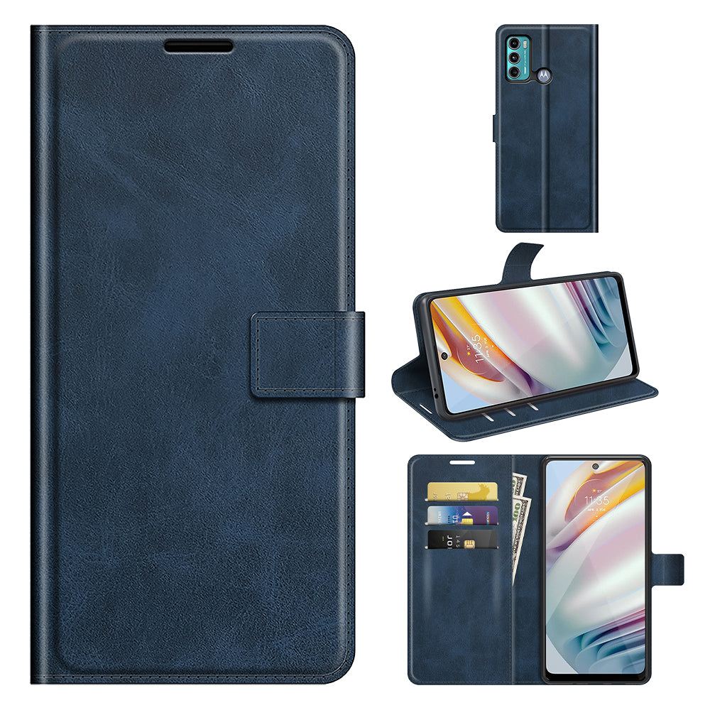 Folio Flip Leather Mobile Phone Wallet Stand Cover Case for Motorola Moto G60/G40 Fusion