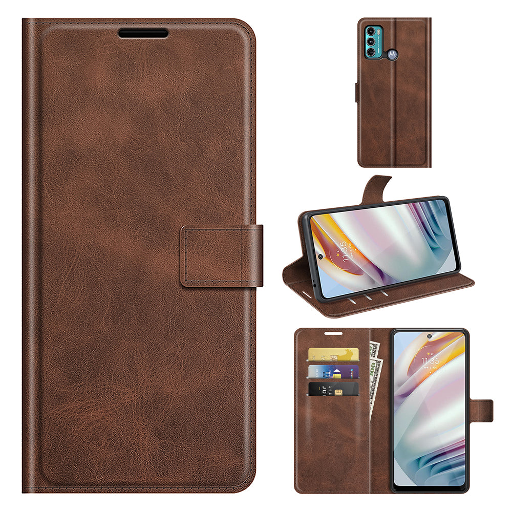 Folio Flip Leather Mobile Phone Wallet Stand Cover Case for Motorola Moto G60/G40 Fusion