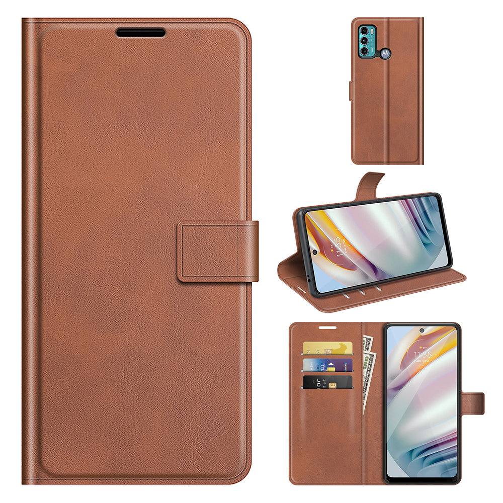 Folio Flip Leather Mobile Phone Wallet Stand Cover Case for Motorola Moto G60/G40 Fusion