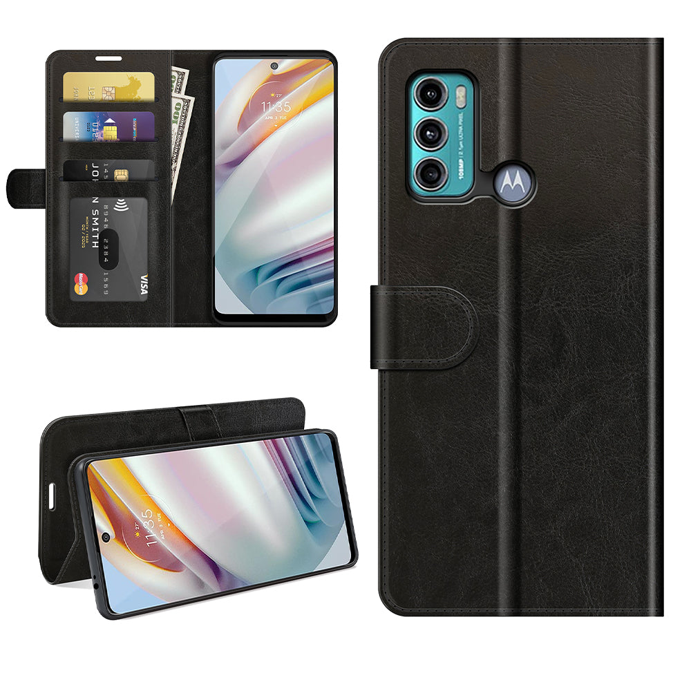 Full Protection Crazy Horse Texture Leather Case with Wallet Stand for Motorola Moto G60/G40 Fusion