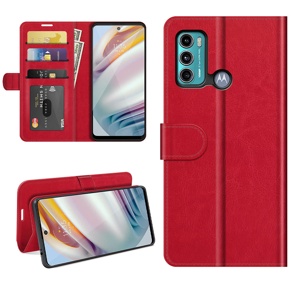 Full Protection Crazy Horse Texture Leather Case with Wallet Stand for Motorola Moto G60/G40 Fusion