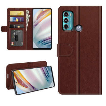 Full Protection Crazy Horse Texture Leather Case with Wallet Stand for Motorola Moto G60/G40 Fusion