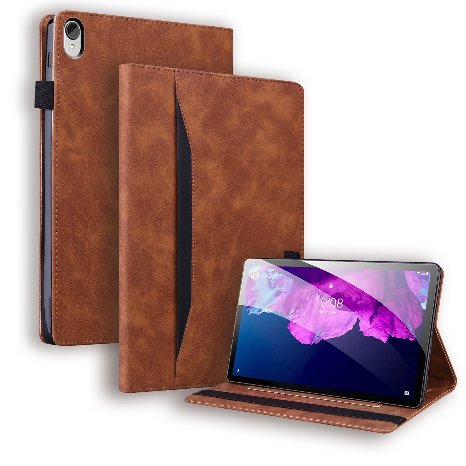 Business Style Front Pocket Design PU Leather Wallet Stand Tablet Cover Case for Lenovo Tab P11 TB-J606F / Tab P11 5G