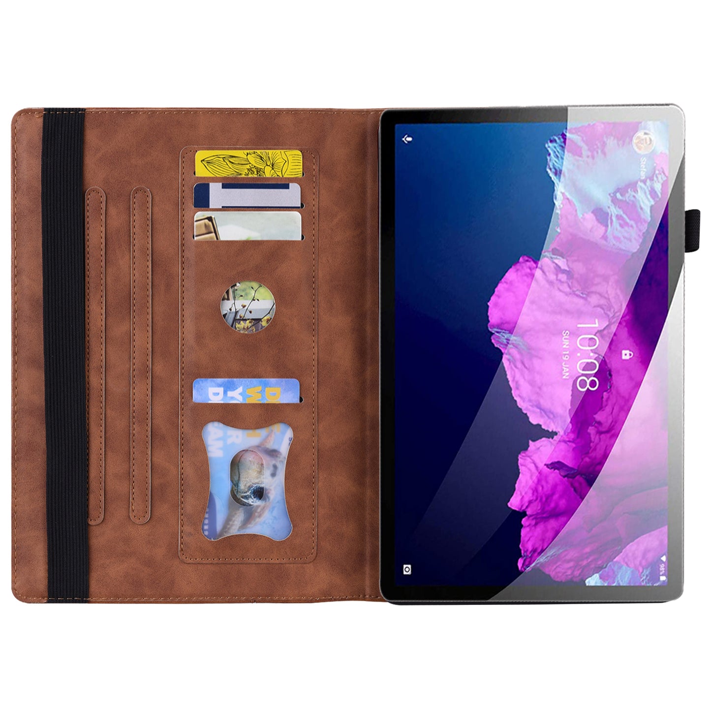 Business Style Front Pocket Design PU Leather Wallet Stand Tablet Cover Case for Lenovo Tab P11 TB-J606F / Tab P11 5G