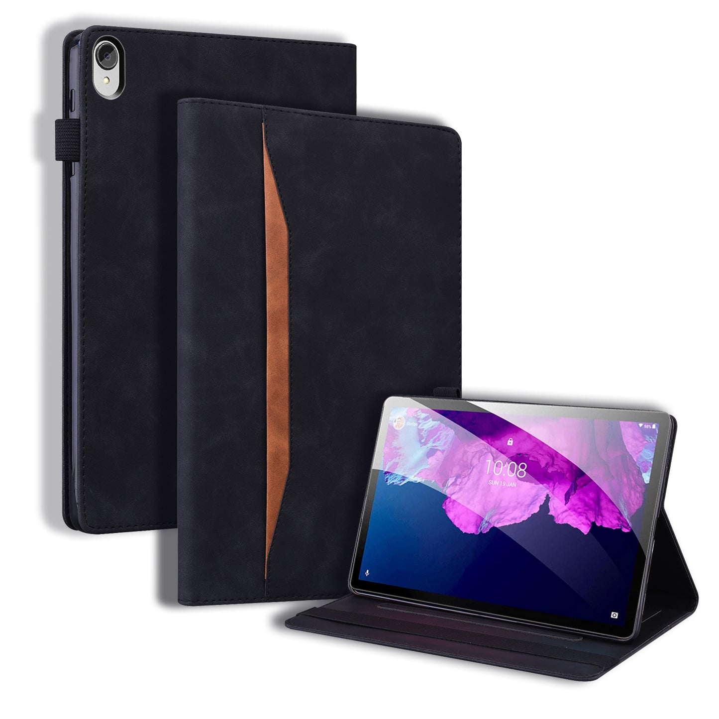 Business Style Front Pocket Design PU Leather Wallet Stand Tablet Cover Case for Lenovo Tab P11 TB-J606F / Tab P11 5G