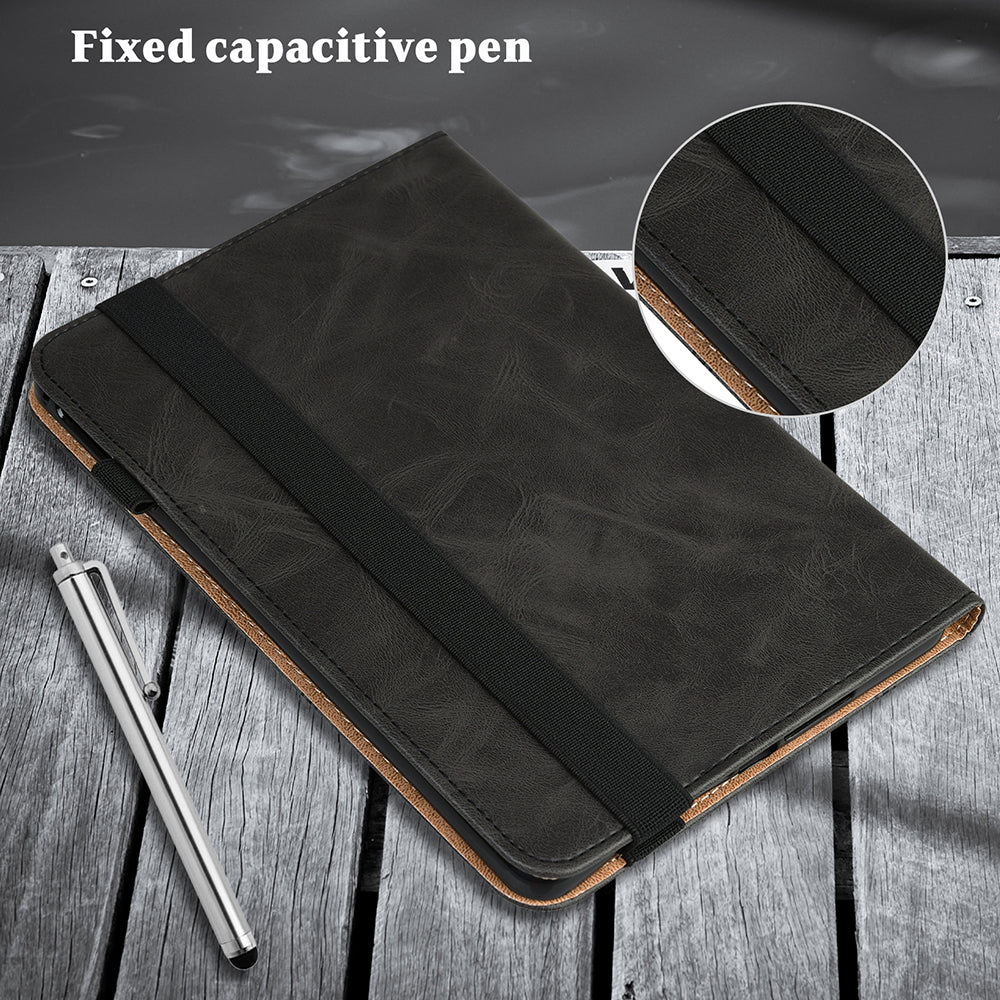 Drop-Resistant Plain Leather Tablet Stand Cover with Card Holder and Pen Strap for Lenovo Tab P11 TB-J606F / Tab P11 5G