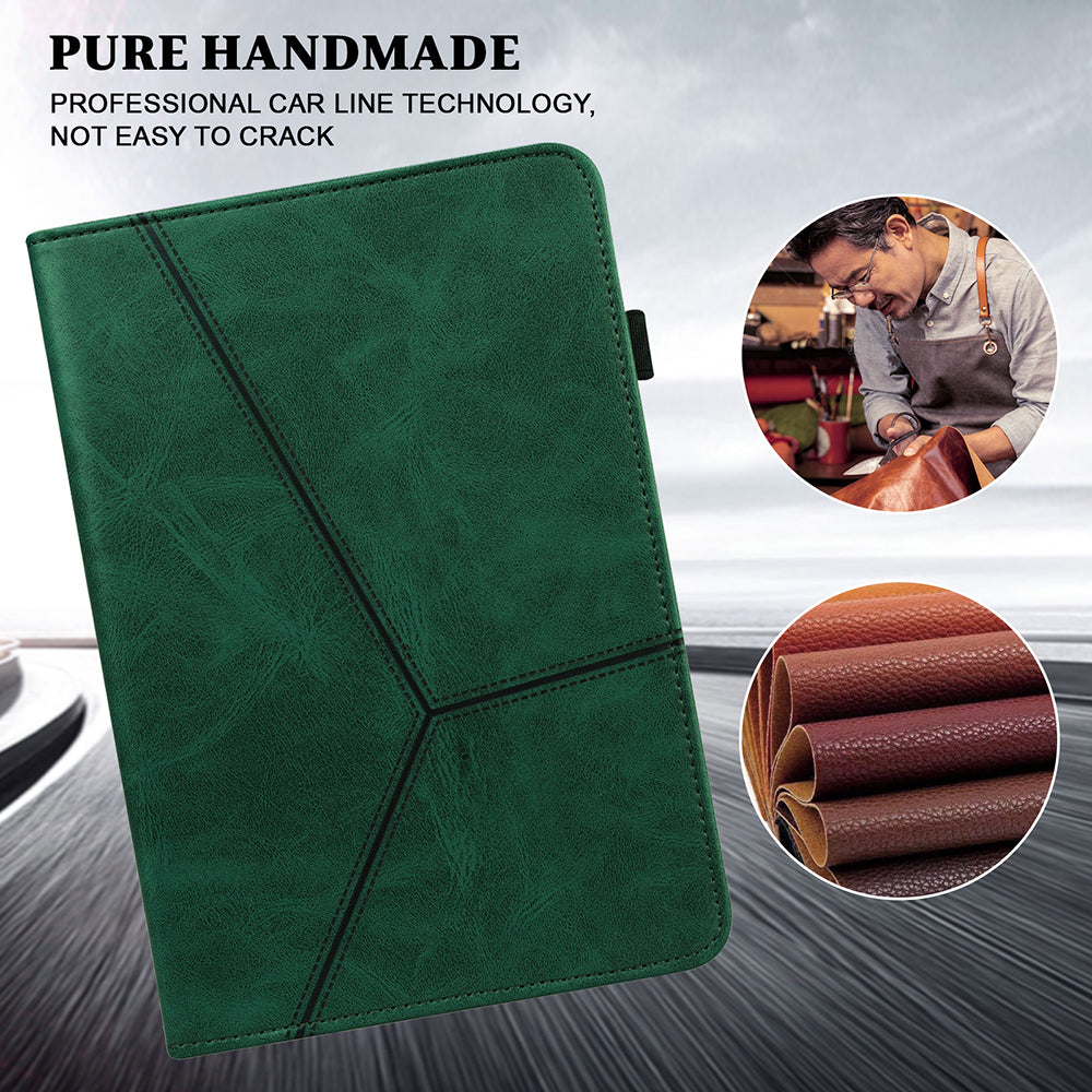 Drop-Resistant Plain Leather Tablet Stand Cover with Card Holder and Pen Strap for Lenovo Tab P11 TB-J606F / Tab P11 5G