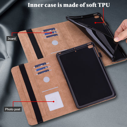 Drop-Resistant Plain Leather Tablet Stand Cover with Card Holder and Pen Strap for Lenovo Tab P11 TB-J606F / Tab P11 5G