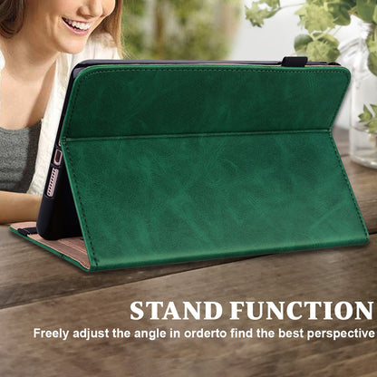 Drop-Resistant Plain Leather Tablet Stand Cover with Card Holder and Pen Strap for Lenovo Tab P11 TB-J606F / Tab P11 5G