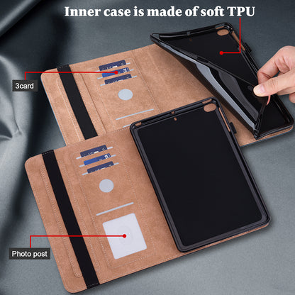 Drop-Resistant Plain Leather Tablet Stand Cover with Card Holder and Pen Strap for Lenovo Tab P11 TB-J606F / Tab P11 5G