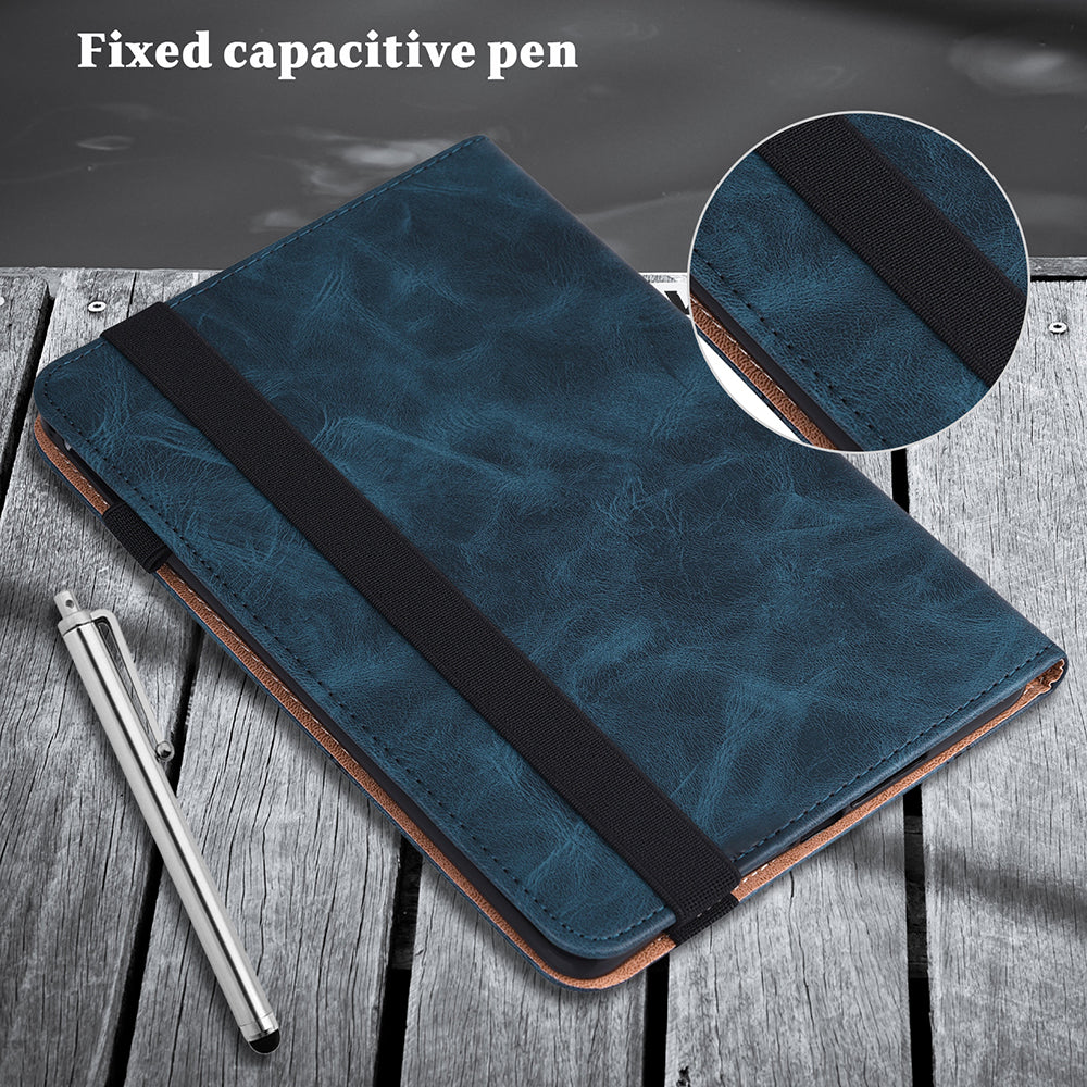 Drop-Resistant Plain Leather Tablet Stand Cover with Card Holder and Pen Strap for Lenovo Tab P11 TB-J606F / Tab P11 5G