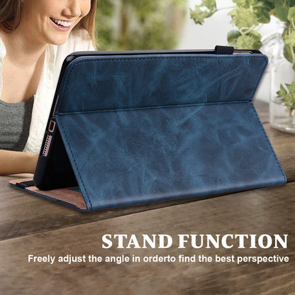 Drop-Resistant Plain Leather Tablet Stand Cover with Card Holder and Pen Strap for Lenovo Tab P11 TB-J606F / Tab P11 5G