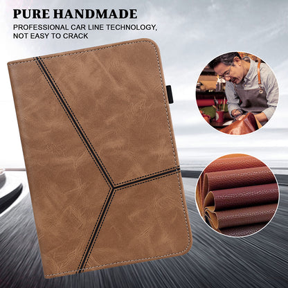 Drop-Resistant Plain Leather Tablet Stand Cover with Card Holder and Pen Strap for Lenovo Tab P11 TB-J606F / Tab P11 5G