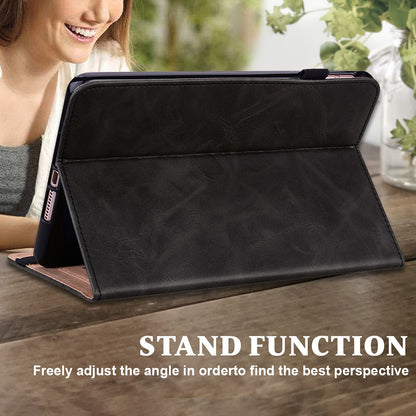 Plain Leather Tablet Cover with Card Holder and Foldable Stand for Lenovo Tab M10 HD Gen 2 X306X