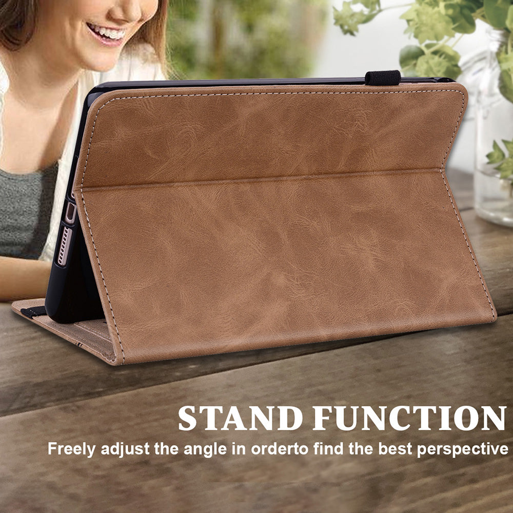 Plain Leather Tablet Cover with Card Holder and Foldable Stand for Lenovo Tab M10 HD Gen 2 X306X