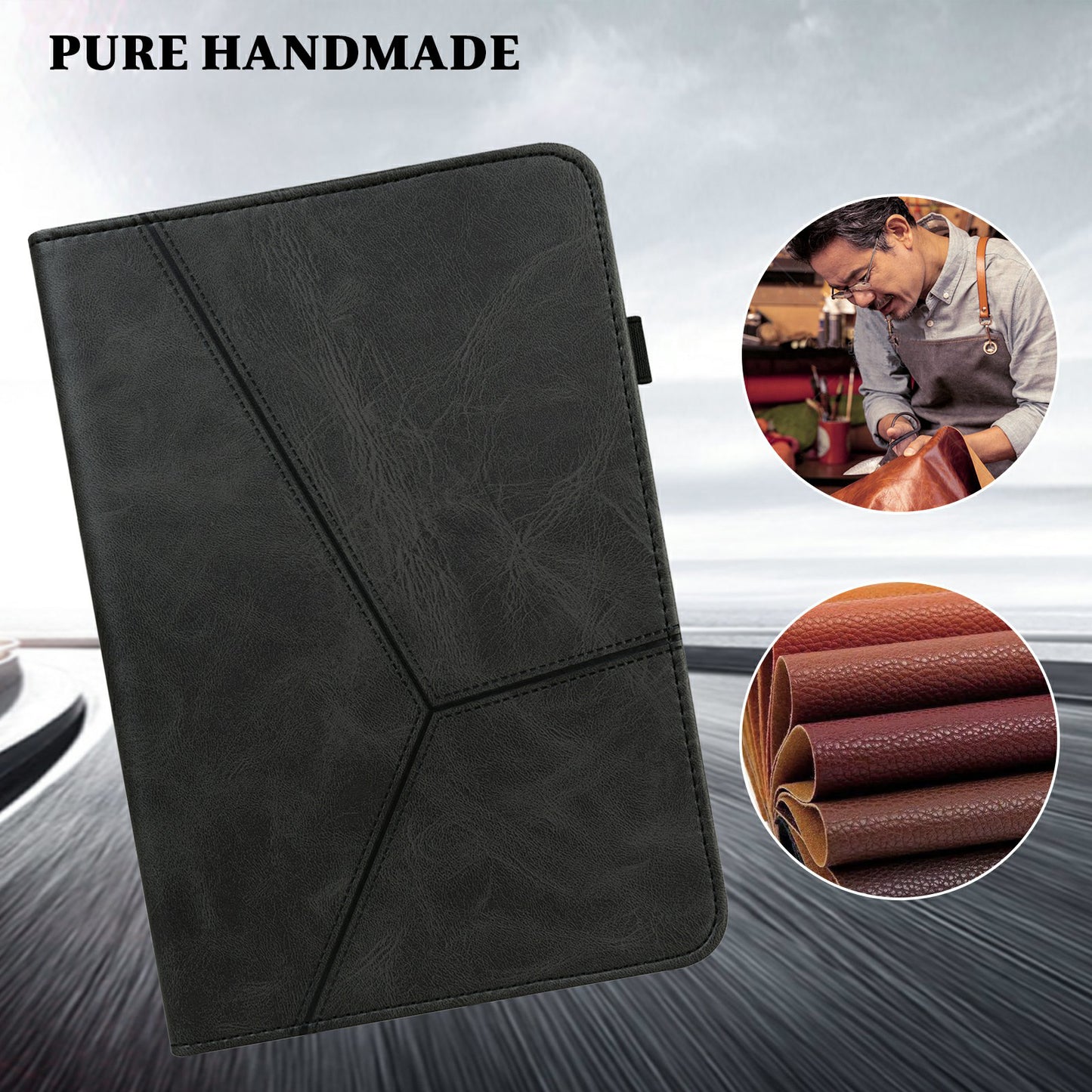 Anti-Scratch Plain Leather Tablet Stand Cover with Card Holder for Lenovo Tab M10 Plus/M10 FHD Plus TB-X606F/TB-606X