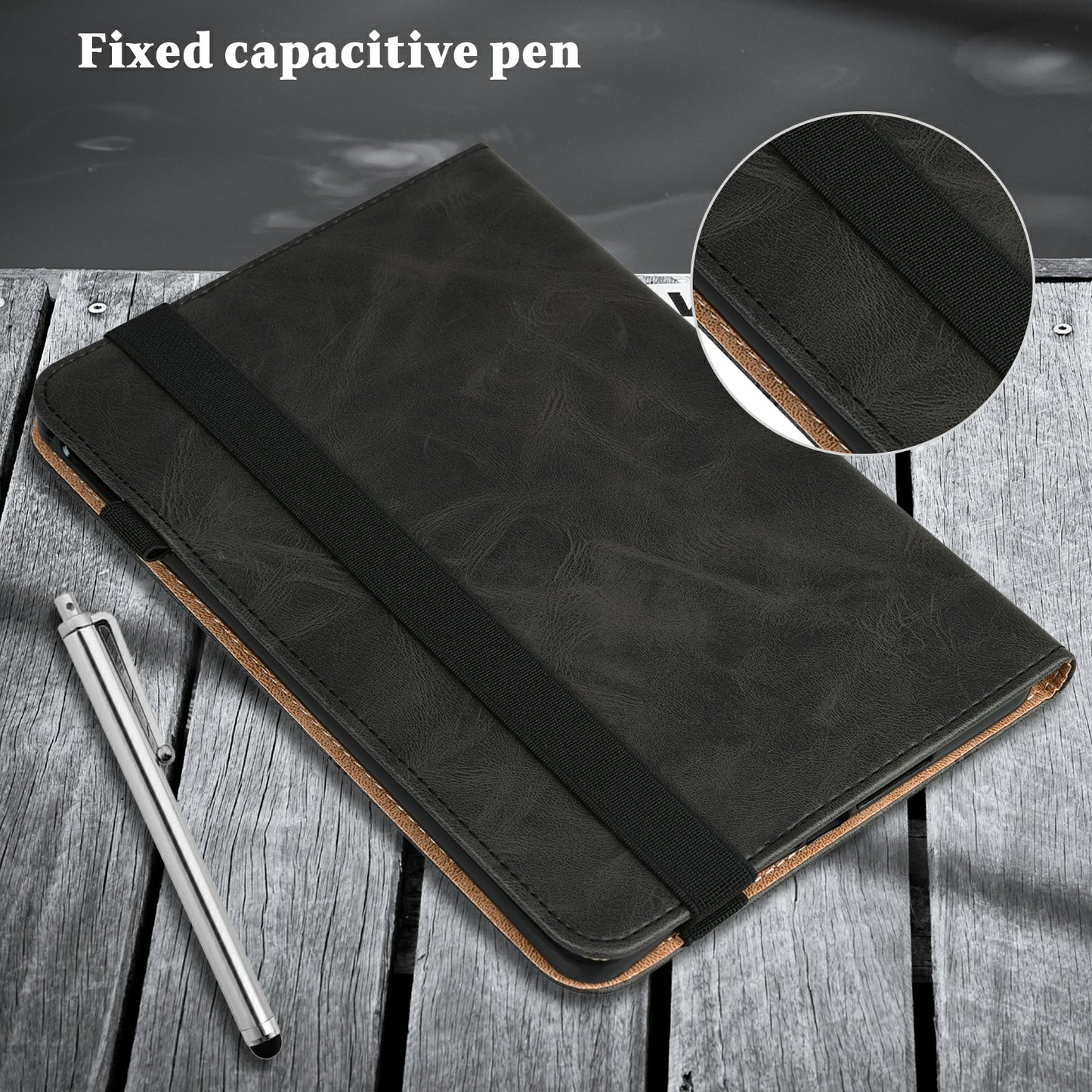 Anti-Scratch Plain Leather Tablet Stand Cover with Card Holder for Lenovo Tab M10 Plus/M10 FHD Plus TB-X606F/TB-606X