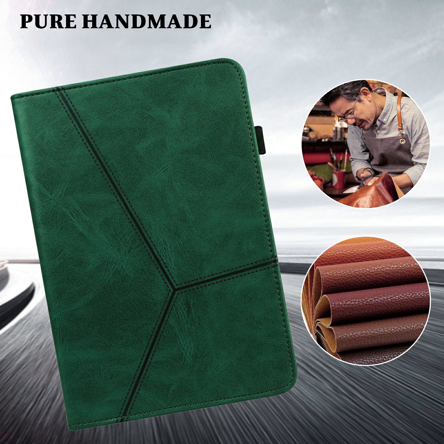 Anti-Scratch Plain Leather Tablet Stand Cover with Card Holder for Lenovo Tab M10 Plus/M10 FHD Plus TB-X606F/TB-606X