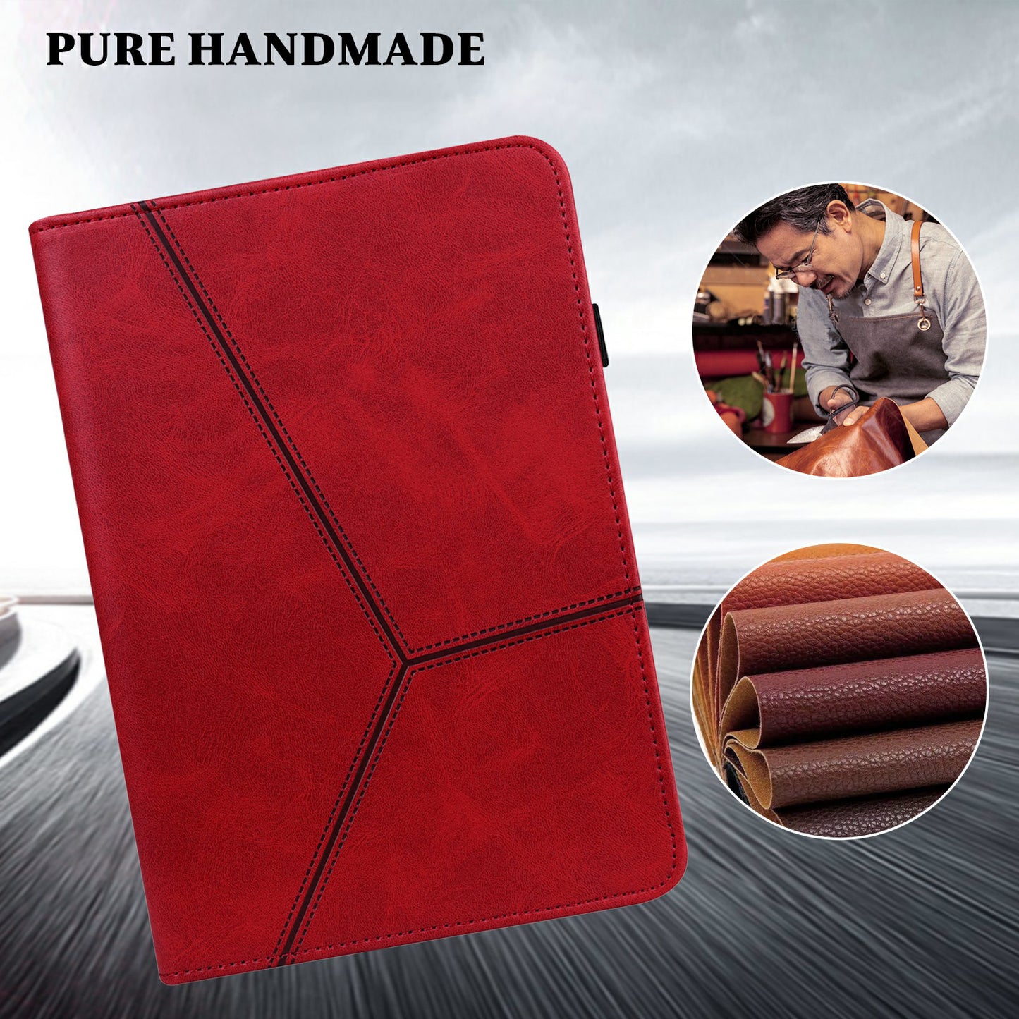 Anti-Scratch Plain Leather Tablet Stand Cover with Card Holder for Lenovo Tab M10 Plus/M10 FHD Plus TB-X606F/TB-606X