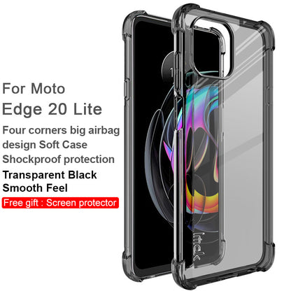 IMAK Shockproof Soft TPU Phone Shell Case with Screen Protector for Motorola Edge 20 Lite