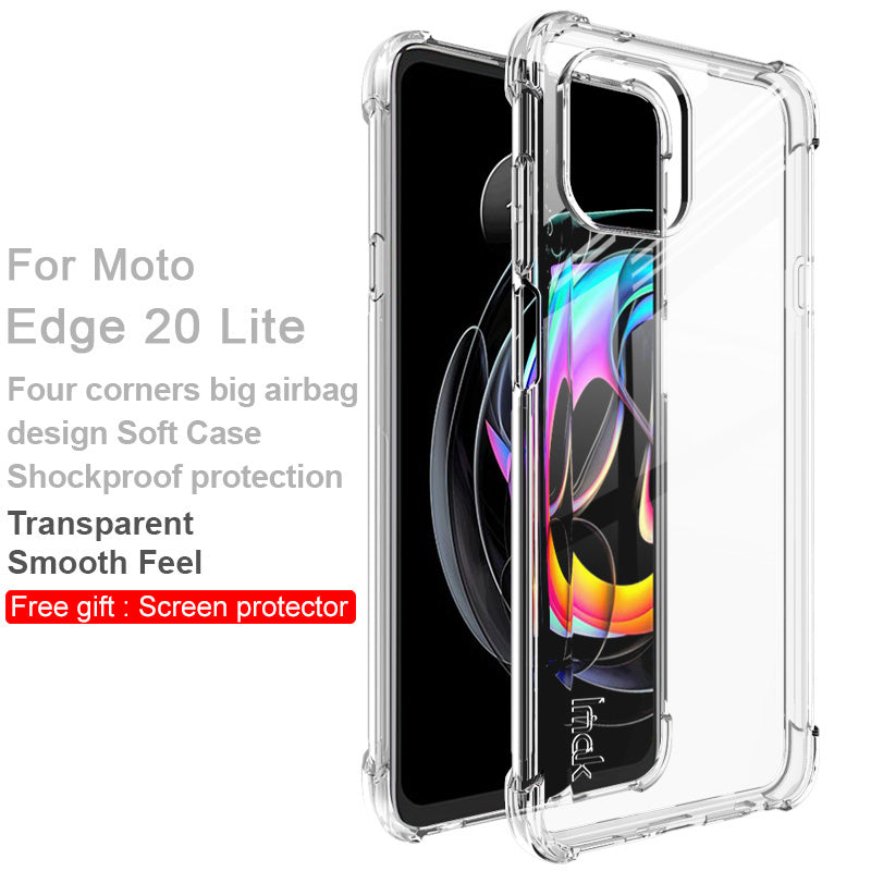 IMAK Shockproof Soft TPU Phone Shell Case with Screen Protector for Motorola Edge 20 Lite