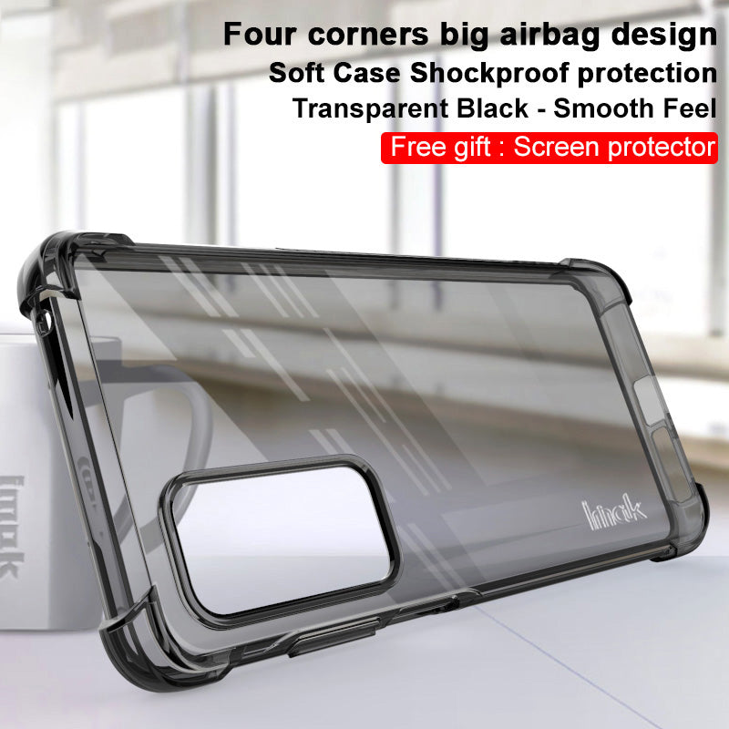 IMAK Cushioned Four Corner Anti Drop TPU Phone Shell Case with Screen Protector for Motorola Edge 20